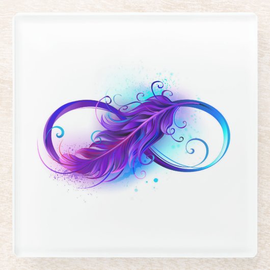 Dessous-de-verre En Verre Infinity with purple feather (Devant)