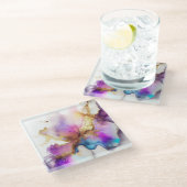 Dessous-de-verre En Verre Infusion bleu or violet (Incliné)