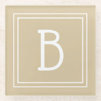 Initiale neutre et blanche marron clair brodée