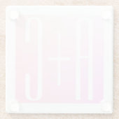 Dessous-de-verre En Verre Initiales de couple | Gradation rose subtile (Dos)