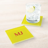 Dessous-de-verre En Verre Initiales en monogramme jaune simple et tendance (Incliné)