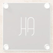 Dessous-de-verre En Verre Initiales personnalisées marron foncé et blanc sim (Dos)