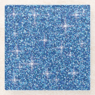 Dessous-de-verre En Verre Iridescent bleu brillant