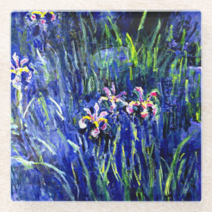 Dessous-de-verre En Verre Irises, célèbre peinture florale de Claude Monet