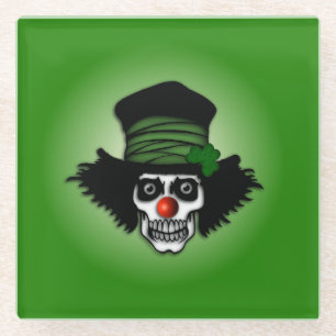 Dessous-de-verre En Verre Irish Skeleton Clown Green