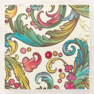 Dessous-de-verre En Verre Italien Florentine Plats Motif