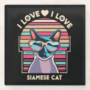 Dessous-de-verre En Verre J'adore le chat siamois