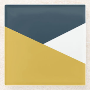 Dessous-de-verre En Verre Jag Minimaliste Anglais Couleur Blocage Mustard Ma