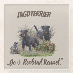 Dessous-de-verre En Verre Jagdterrier, Bo c. Renbrad Kennel.'' Sticker Pape