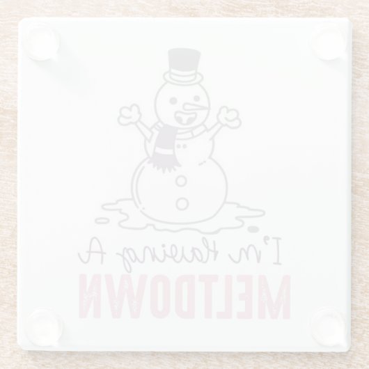 Dessous-de-verre En Verre J'ai une fonte - Drôle Snowman Design (Dos)