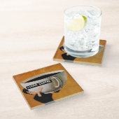 Dessous-de-verre En Verre J'aime le café rétro (Incliné)