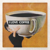 Dessous-de-verre En Verre J'aime le café rétro (Devant)