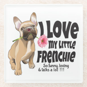 Dessous-de-verre En Verre J'aime mon petit Français - French bulldog