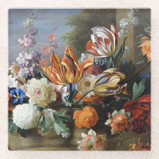 Dessous-de-verre En Verre Jakob Bogdani Tulips Peonies et autres Fleurs (Devant)