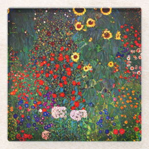 Dessous-de-verre En Verre Jardin aux fleurs Gustav Klimt