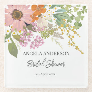 Dessous-de-verre En Verre Jardin de fleurs printanières Coaster en papier po