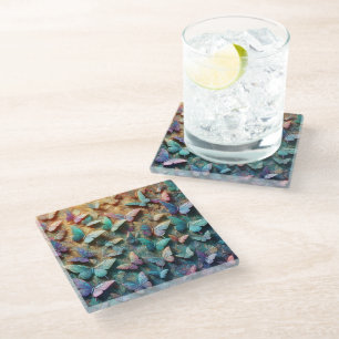 Dessous-de-verre En Verre Jardin de papillon iridescent tapis de souris