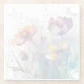 Dessous-de-verre En Verre Jardin Dreamscape : Fleurs d'aquarelle Abstraites (Dos)