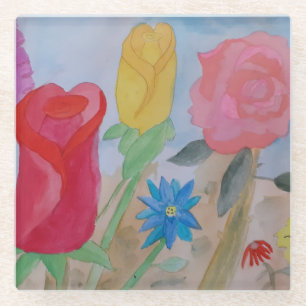Dessous-de-verre En Verre Jardin fleuri d'été