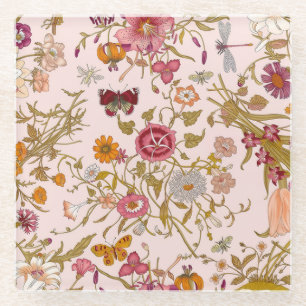 Dessous-de-verre En Verre Jardin floral romantique