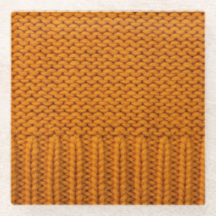 Dessous-de-verre En Verre Jaune clair : texture tricotée artisanale.
