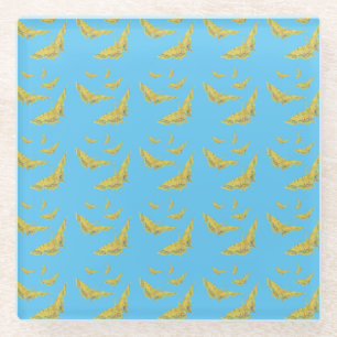 Dessous-de-verre En Verre Jaune Vieux Monde Swallowtail motif papillon