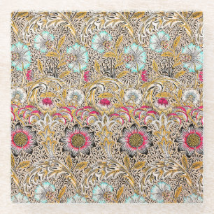 Dessous-de-verre En Verre Jaune vintage rose Corncockle de William Morris