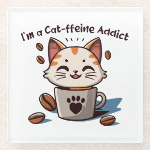 Dessous-de-verre En Verre Je suis accro à la Cat-ffeine