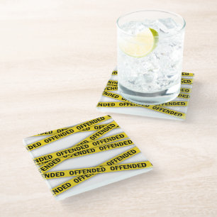 Dessous-de-verre En Verre Je suis offensé ruban de police ne pas traverser