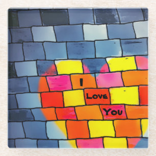 Dessous-de-verre En Verre Je t'aime Dessous de verre