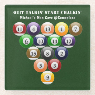 Dessous-de-verre En Verre Jeu de piscine des boules de billard de support de