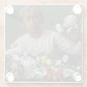 Dessous-de-verre En Verre Jeune femme avec des pivoines | Fré dé ric Bazil (Dos)