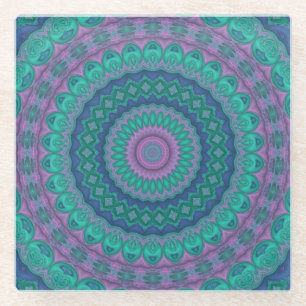Dessous-de-verre En Verre Jewel Tone Mandala