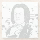 Dessous-de-verre En Verre Johann Sebastian Bach Portrait et buste avec notes (Dos)