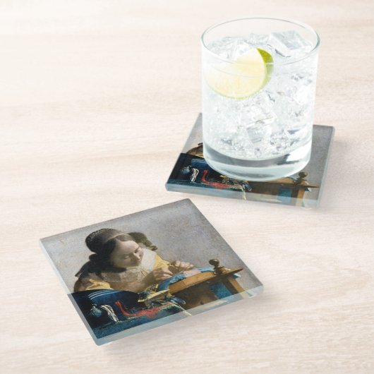 Dessous-de-verre En Verre Johannes Vermeer - Le Lacemaker (Incliné)