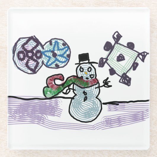 Dessous-de-verre En Verre Joie de neige (Devant)