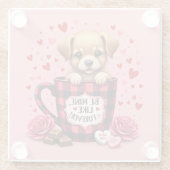 Dessous-de-verre En Verre Joli chiot Valentine Buffalo Plaid Musique esthéti (Dos)