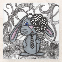 Joli dessous de verre doodle zen de lapin dessiné