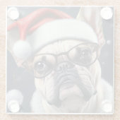 Dessous-de-verre En Verre Joli French Bulldog Père Noël Noël Conception (Dos)