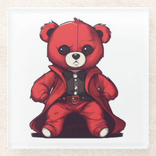 Dessous-de-verre En Verre Joli garçon rouge en peluche