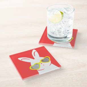 Dessous-de-verre En Verre Joli lapin curieux