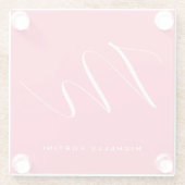 Dessous-de-verre En Verre Joli Monogramme rose blanc moderne (Dos)