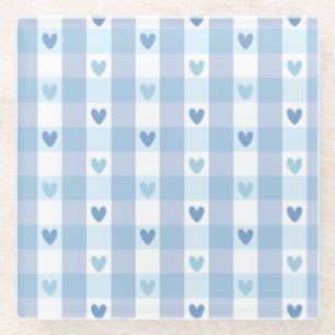 Dessous-de-verre En Verre Joli motif amour à carreaux pastel