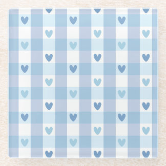 Dessous-de-verre En Verre Joli motif amour à carreaux pastel