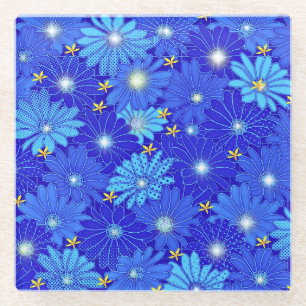 Dessous-de-verre En Verre Joli Motif Blue Daisy