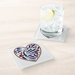 Dessous-de-verre En Verre Joli motif cardiaque abstrait