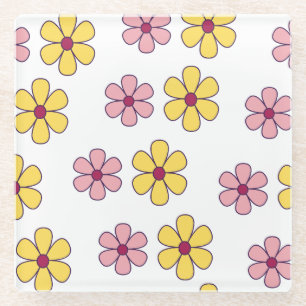 Dessous-de-verre En Verre Joli motif de grandes fleurs