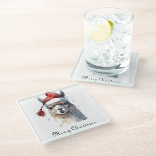 Dessous-de-verre En Verre Joli Noël Alpaca, coutume