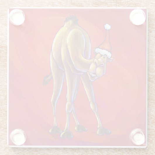 Dessous-de-verre En Verre Joli Noël Camel En Rouge (Dos)