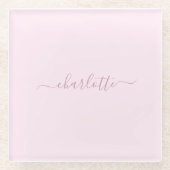 Dessous-de-verre En Verre Joli rose et blanc doux (Devant)